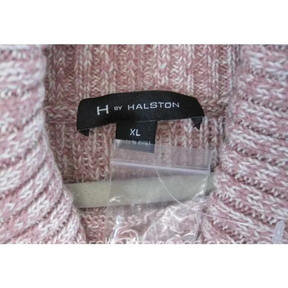 SALE! NWT-H By Halston French Pink/White Wool & Cotton Blend Cozy Turtleneck XL - Picture 9 of 10